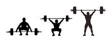 Set Of Weightlifting, Weightlifter Silhouette Isolated