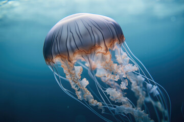 Wall Mural - jellyfish underwater in clear water. generative ai