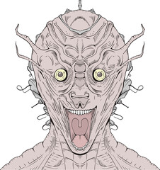 Canvas Print - Crazy alien face draw