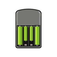 Wall Mural - electric aa battery charger cartoon vector illustration