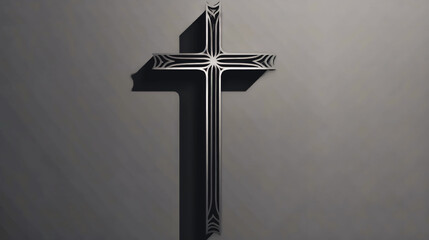 Sticker - Christian Cross on a dark background, generative AI.