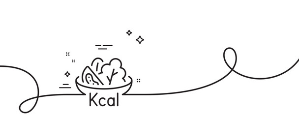 Poster - salad line icon. continuous one line with curl. diet kcal sign. low calories food symbol. salad sing