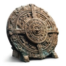 Intricate Ancient Aztec Artifact Isolated On A White Background, Showcasing The Rich History And Craftsmanship Of The Civilization, Generative Ai