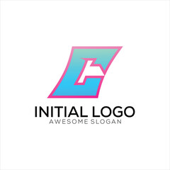 Poster - c initial logo gradient colorful design