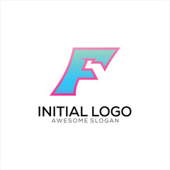 Poster - f initial logo gradient colorful design