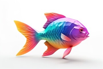 Colorful tropical fish 3d render on isolated background.