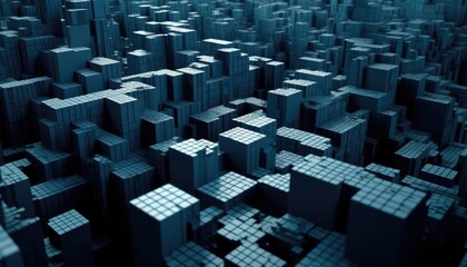 Poster - Cube patterns, black background, abstract background, shiny metal, matte metal, red and blue metal background, Generative Ai