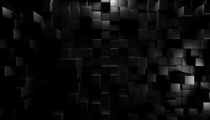 Poster - Cube patterns, black background, abstract background, shiny metal, matte metal, red and blue metal background, Generative Ai