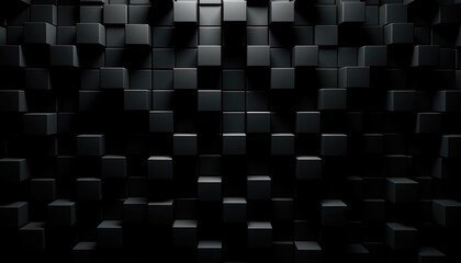 Poster - Cube patterns, black background, abstract background, shiny metal, matte metal, red and blue metal background, Generative Ai