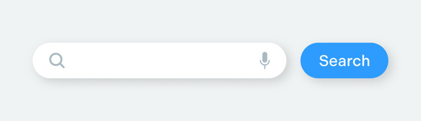 Fototapete - Search bar with round corners. Internet browser engine with search box, address bar and text field. UI design, website interface element with web icons and push button. Vector illustration