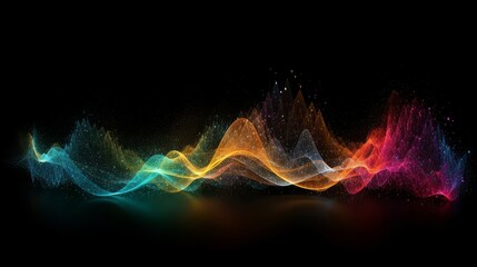 Poster - A colorful wave of light on a black background with a black background and a black background with a black background and a black background with a white border. Generative ai