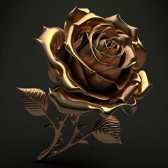 Wall Mural - Golden Rose Flowers On Black Backdrop And Blank Space Generative AI