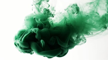 Poster - Green smoke bomb exploding against white background Generative AI