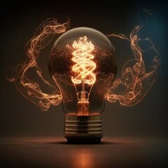 Poster - Beautiful abstract illustrations lightbulb on a background. Generative ai