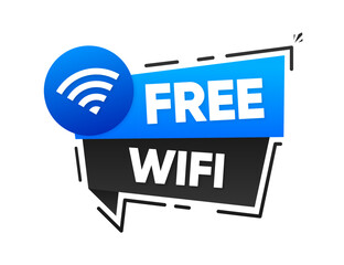 Poster - Free Wi-Fi Zone. Wireless internet network connection. Free traffic distribution for users. Vector illustration.