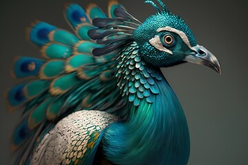 Naklejka na meble Portrait of a Peacock dressed in a suit - Generative AI
