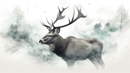 Ethereal deer illustration generative ai