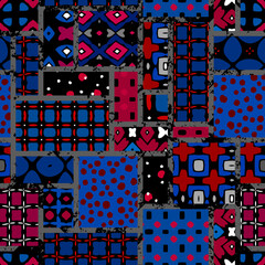 Poster - Vector ethnic tribal pattern. Seamless art image. Rhombuses patchwork.