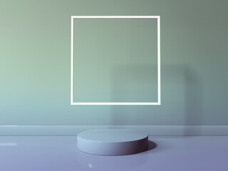 Poster - Podium with a square frame in a room - 3D render