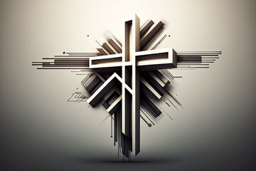 Wall Mural - cross on a wall. Generative AI