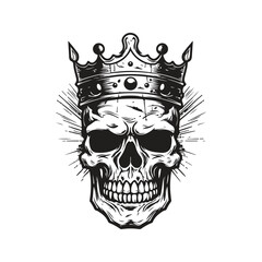 Wall Mural - undead king, vintage logo concept black and white color, hand drawn illustration
