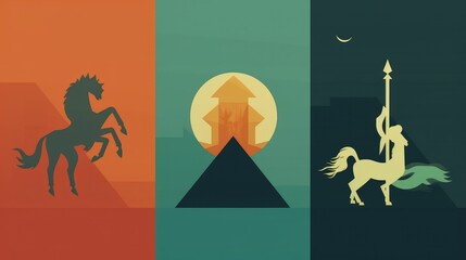 Wall Mural - Minimalistic wallpaper of mythological compositions