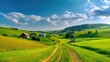 Rolling hills and fence in countryside scenery