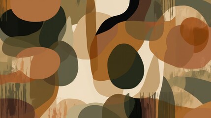 Wall Mural - Abstract wallpaper with shapes in natural earthy tones