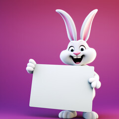 Canvas Print - easter bunny holding a sign