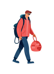 Poster - One man carrying backpack