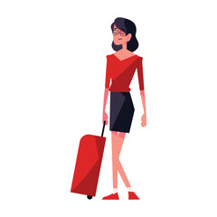 Poster - Successful businesswoman travels with modern luggage