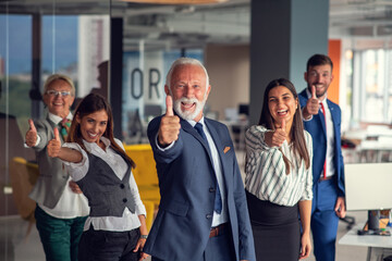 Business man, leadership and happy in portrait with senior executive, boss and smile in workplace.