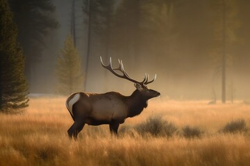 Canvas Print - bull elk in the wild