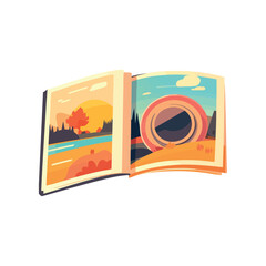 Canvas Print - illustrated landscapes in a book