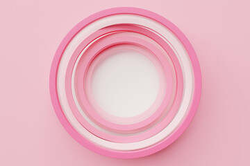 Poster - 3D rendering abstract  pink  and white  round fractal, portal.  Abstract round spiral.
