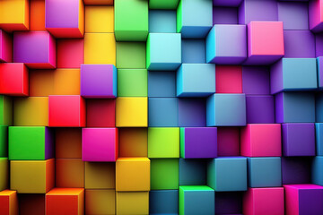 Poster - abstract background of cube blocks wall stacking design for cubic wallpaper background . admirable g