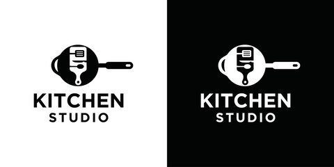 Wall Mural - Kitchen Equipment vector logo.Food logo. Cooking logos. Restaurant vector logo template. Cafe logo. pan icon.