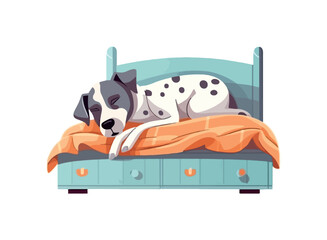 Sticker - Cute puppy resting on comfortable pillow bed