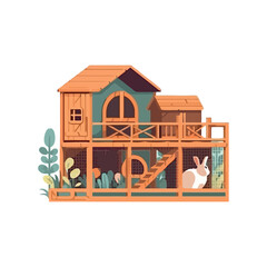 Poster - Cute farm rabbit in a rural house