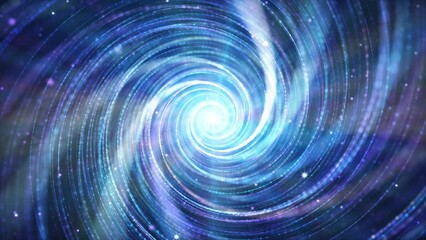 Wall Mural - Blue Vortex Particle Lines, Beautiful blue spiral particle light, elegant particle line flow, shining particle background video.
