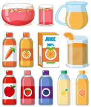 Fruit Juice In Various Packaging Vector Set