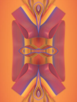 Waves of fabric in the wind with a trendy multi colored stripes. 3d rendering digital illustration