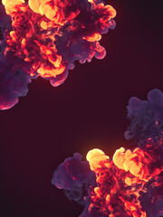 Poster - Abstract composition with hot chemical smoke. 3d rendering digital illustration