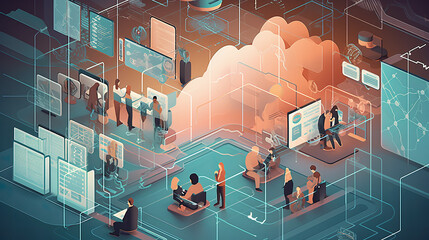 cloud computing illustration, generative AI Technology