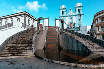 Wall Mural - View of the city of Angra do Heroismo. Historic fortified city and the capital of the Portuguese island of Terceira in the Autonomous Region of the Azores. Portugal.