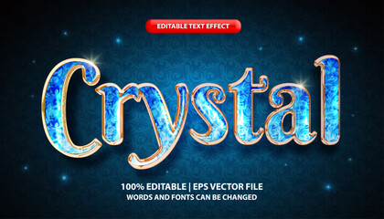 Wall Mural - Crystal text, editable text effect template, shiny luxury jewelry, bold blue text style