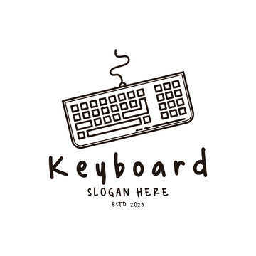 Keyboard Icon Vintage Simple Line Art