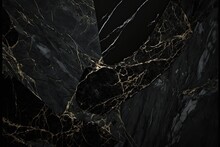 Luxurious Black And Gold Marble Wallpaper With A Sleek Black Background. Generative AI
