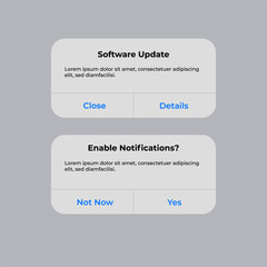 Fototapete - iphone notification boxes template. smartphone software update and enable notifications interface. v