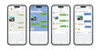 © Jer - Vector chatting screen in mobile communication illustration. Chat app template. Modern realistic white and black smartphone. Social network concept. Vector.